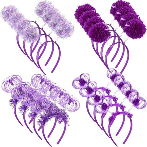 16 Pcs Party Headbands Tinsel Feathers Ponytail Costume Accessories